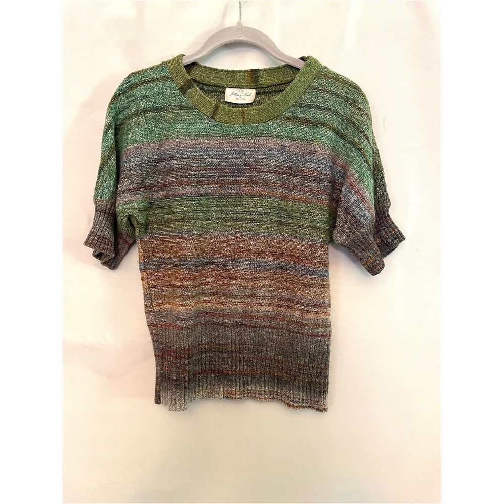 Jillian Nicole 3/4 Sleeve Multi Color Ombre Green Sweater Striped Knit Ribbed